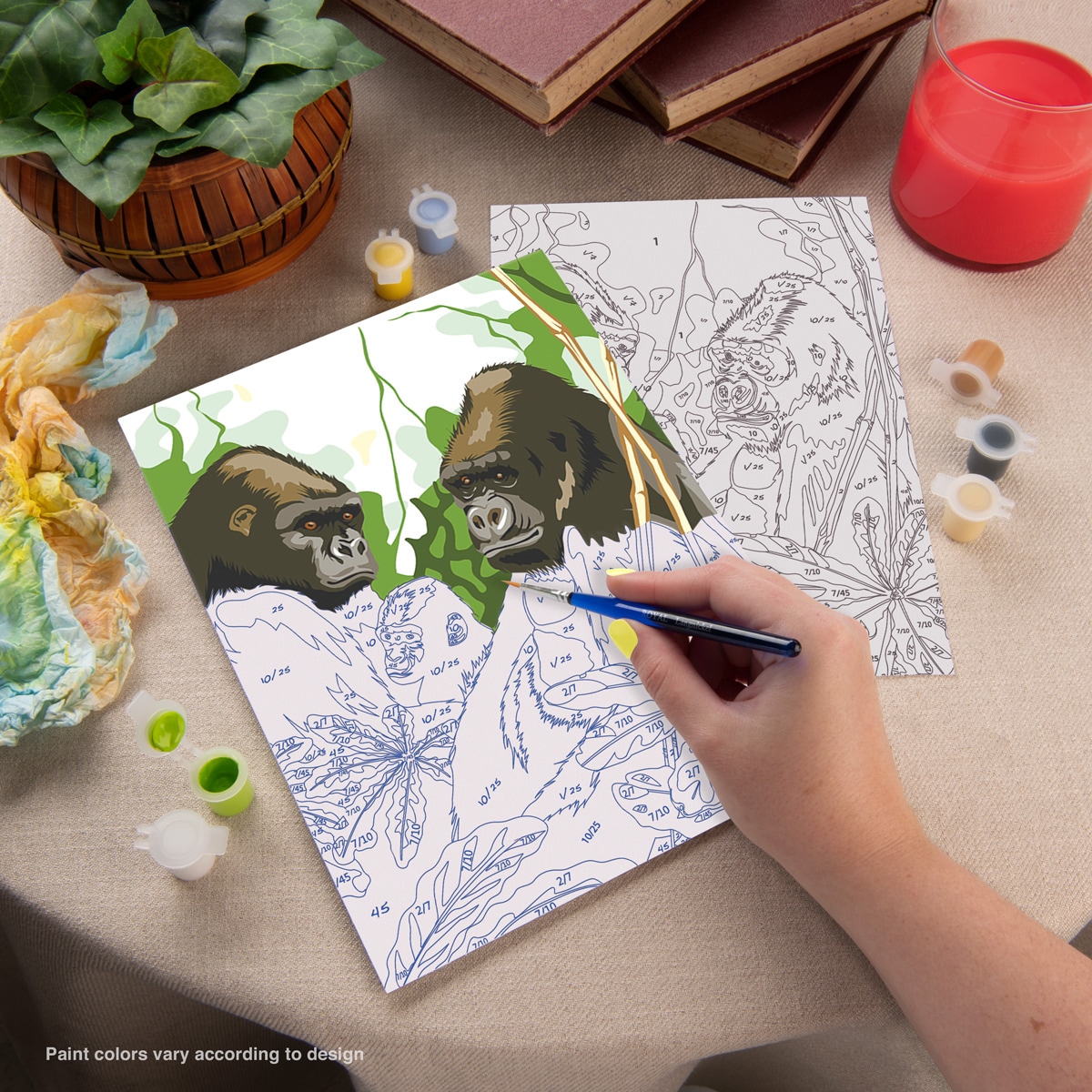 Lámina pintar por números infantil dibujo Gorillas Royal & Langnickel 3
