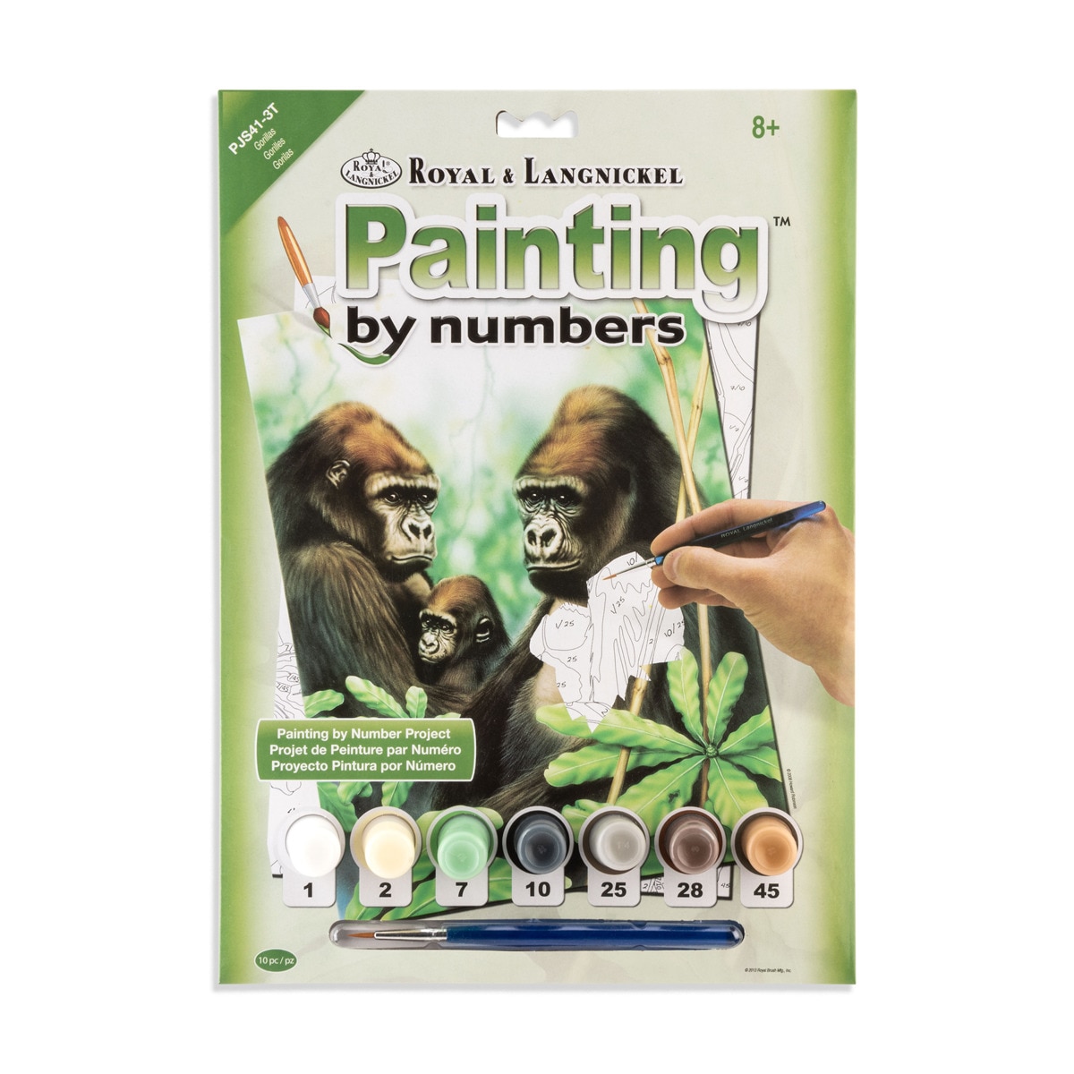 Imagen 0 de Lámina pintar por números infantil dibujo Gorillas Royal & Langnickel