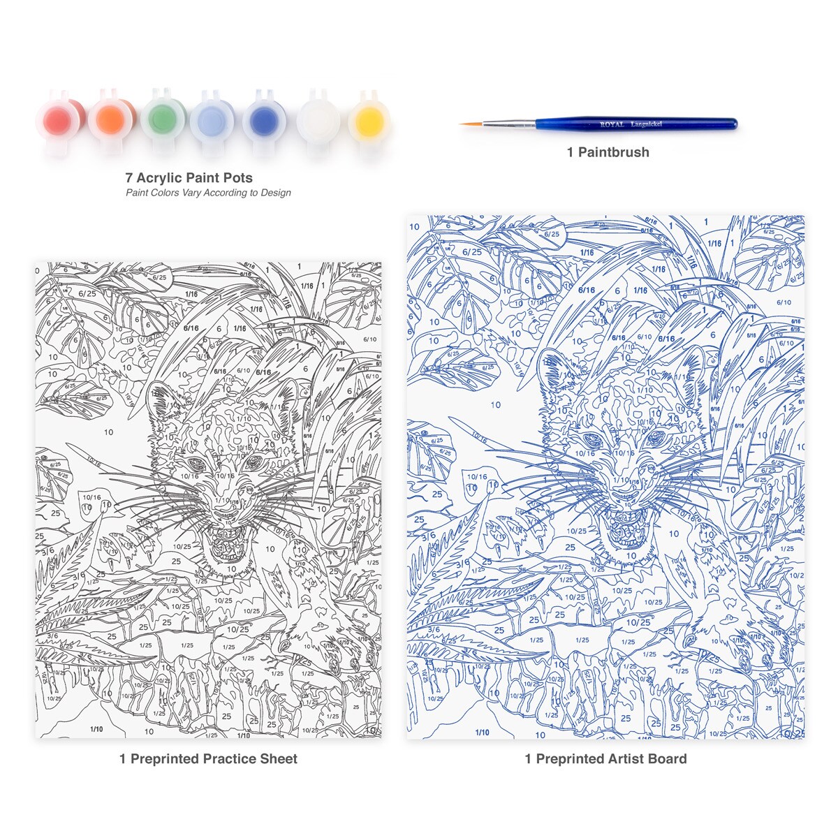 Folha pintar por números desenho infantil Leopardo preto Royal & Langnickel 4