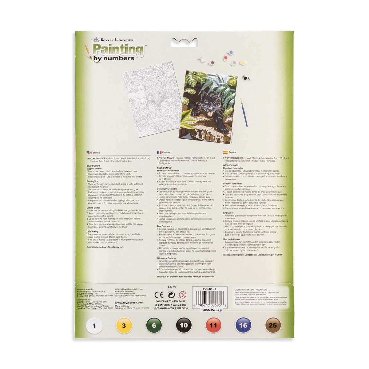 Folha pintar por números desenho infantil Leopardo preto Royal & Langnickel 2