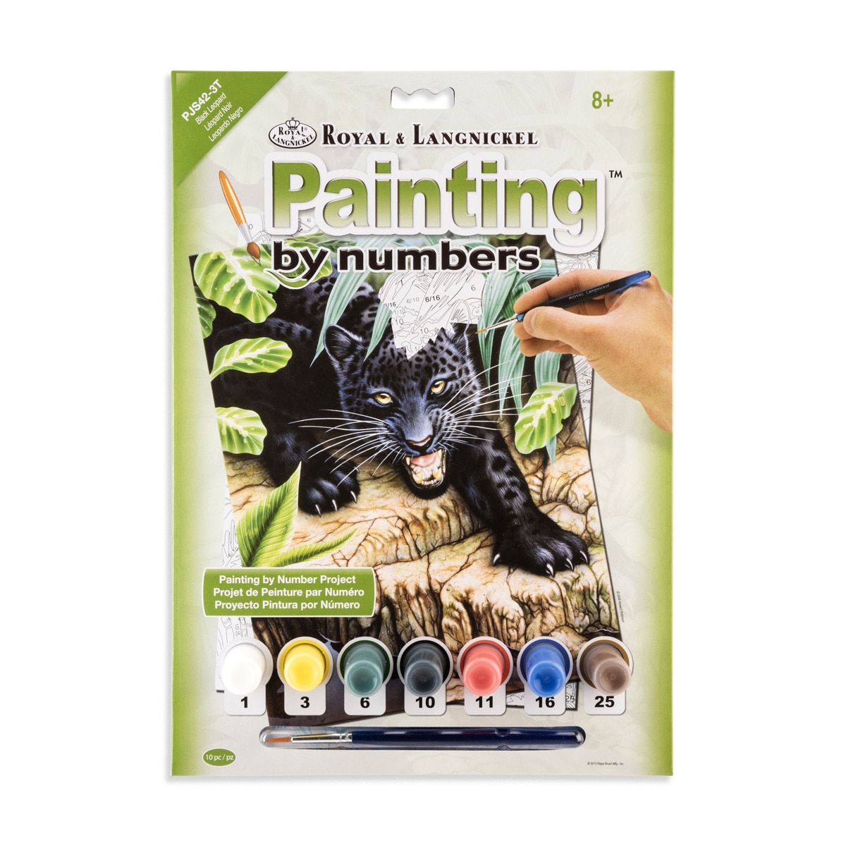 Folha pintar por números desenho infantil Leopardo preto Royal & Langnickel 1