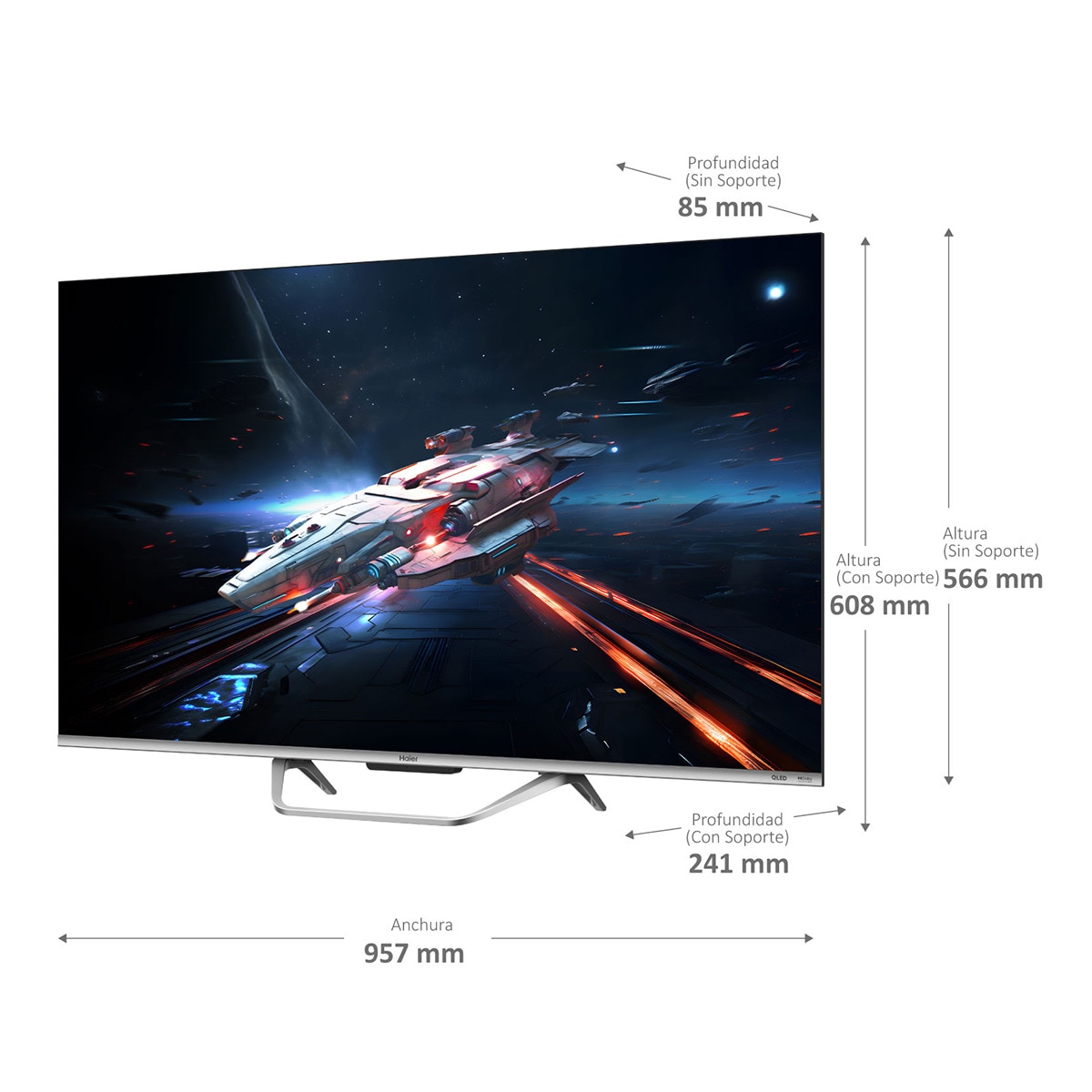 TV QLED 108 cm (43") Haier H43Q800UX, UHD 4K, Smart TV Google TV, Dolby Atmos Plata-4