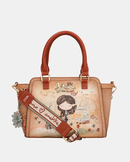 Bolso cesta Peace & Love Camel