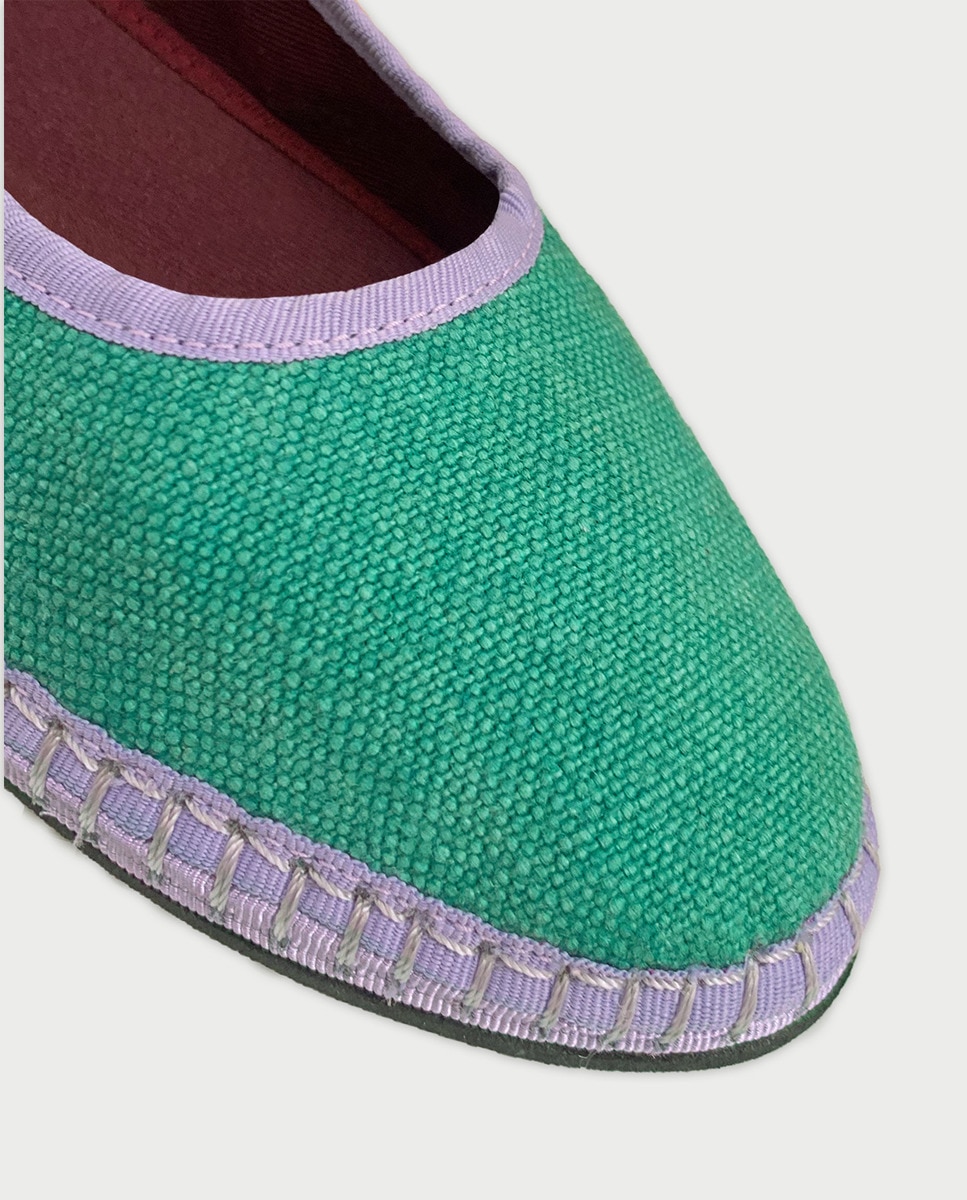 Sapatos de Presilha Ivetta com Fivela e em Linho Turquesa-3