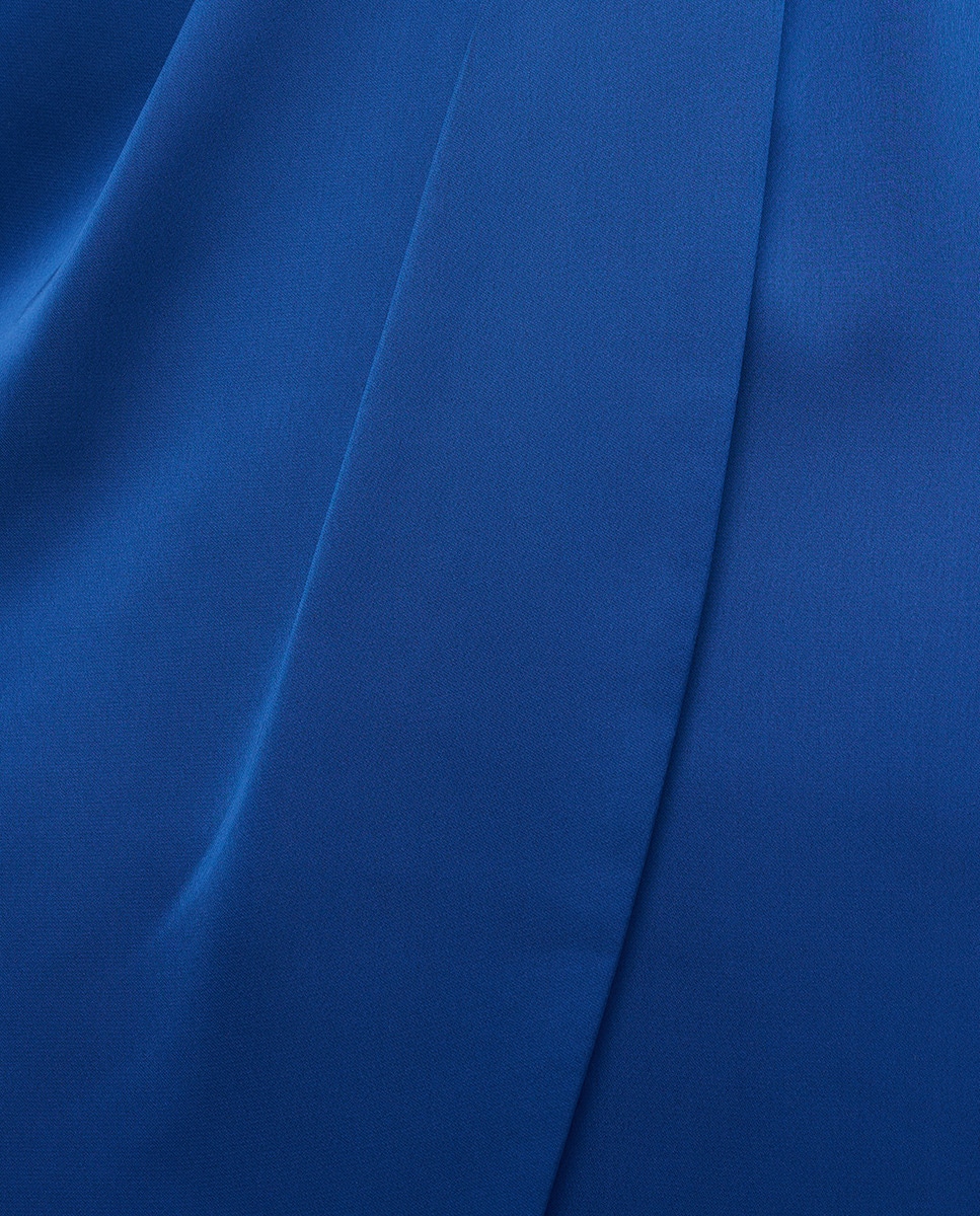 Vestido de Cocktail com Gola com Folho Azul-7