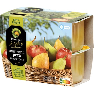 La Fruta de Cuchara compota de manzana y pera 100% frutas sin gluten pack 4 tarrinas 100 g - Pom'bel