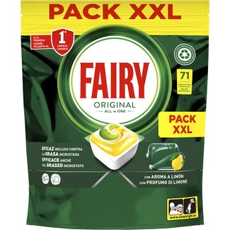 detergente lavavajillas original All in 1 limón bolsa 71 pastillas - Fairy