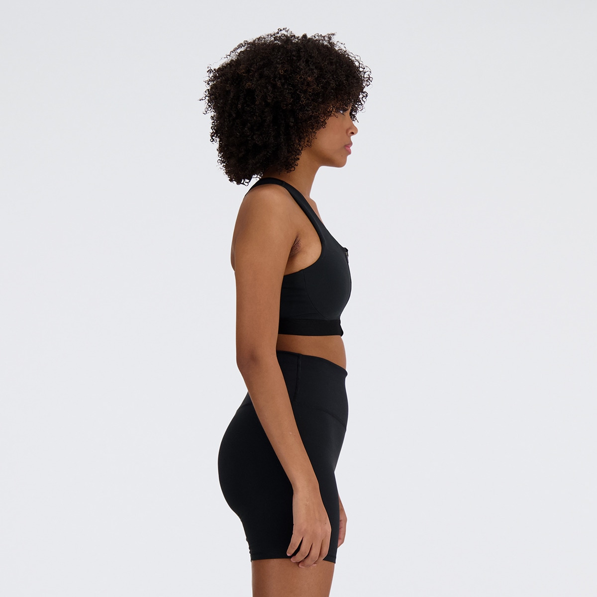 Top de Mulher NB Athletics Medium Support Sleek Zipper Front Sports Preto-3