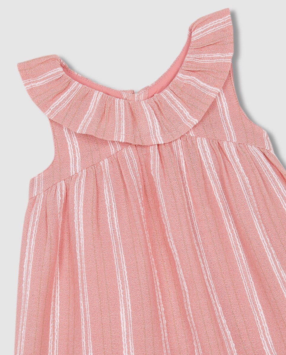 Vestido Tecido Dobby Rosa-5