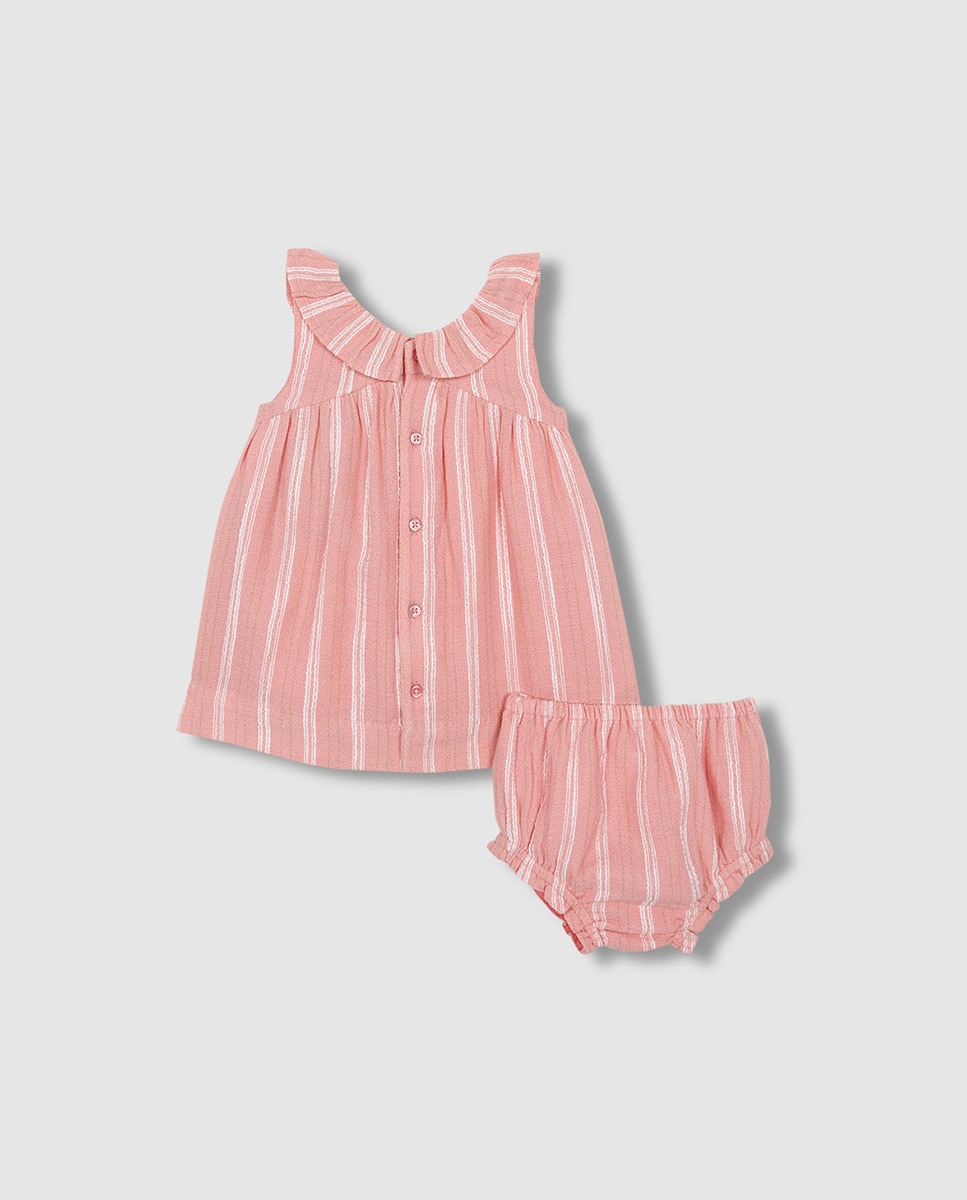 Vestido Tecido Dobby Rosa-4