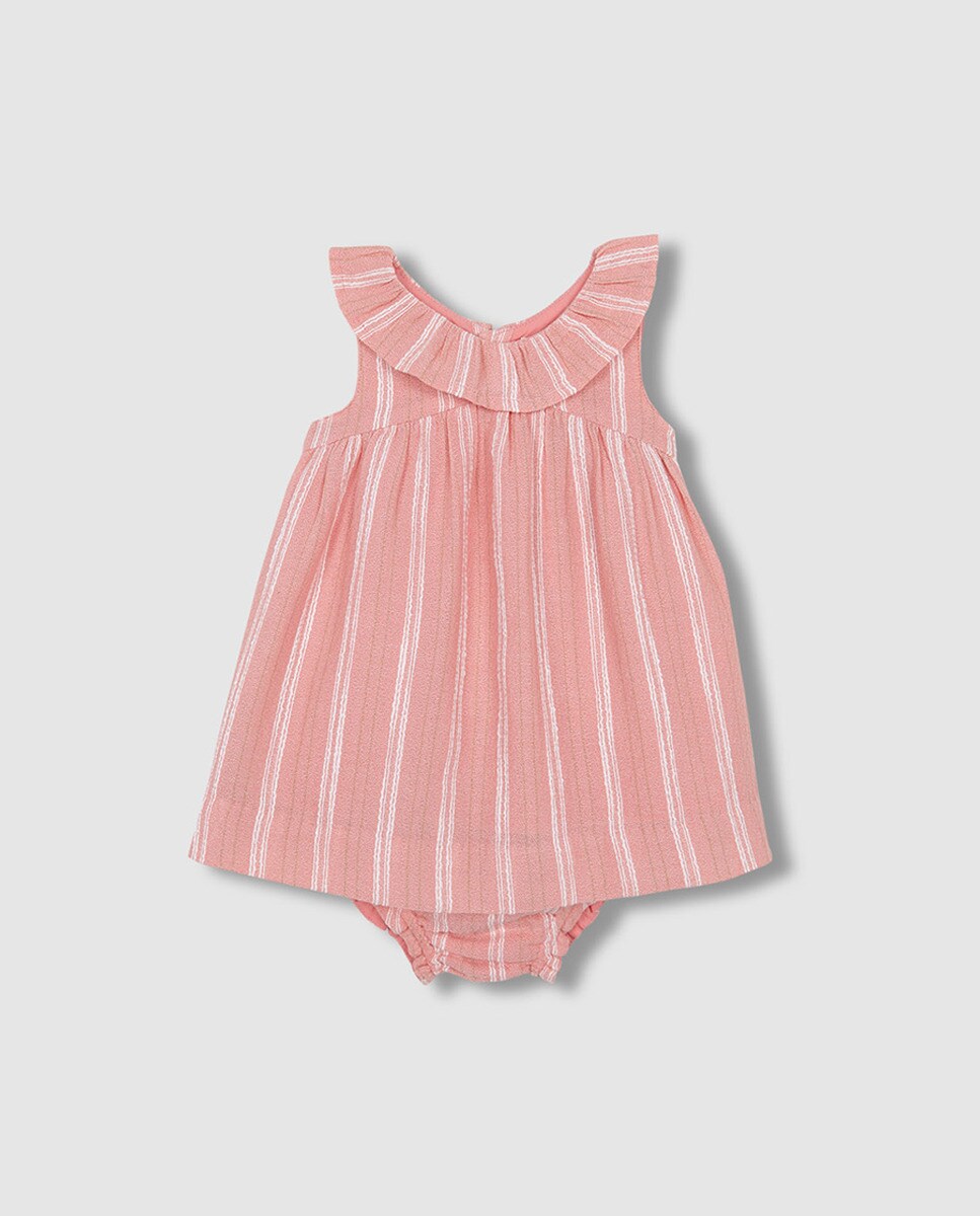 Vestido Tecido Dobby Rosa-3