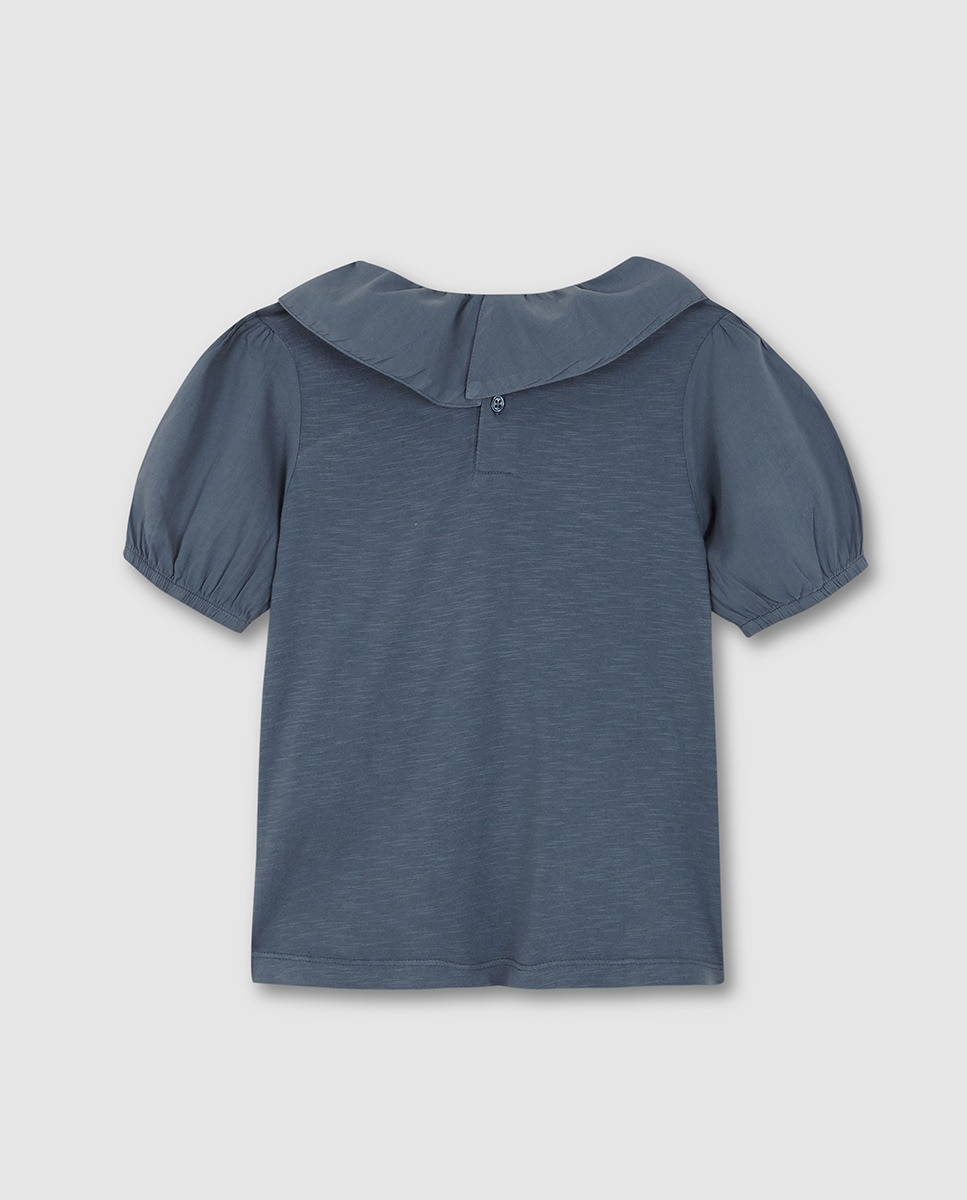 Gocco Blusa Cuello Mini Volante Camicia, Bianco, 24 Mesi Bimba