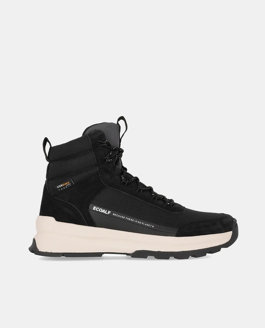 Imagen 0 de Botas de mujer en negro planas tipo trekking con collarín acolchado