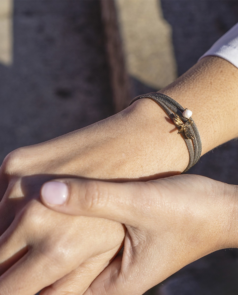 Collar Miz Libélula con perla de río Verde-2