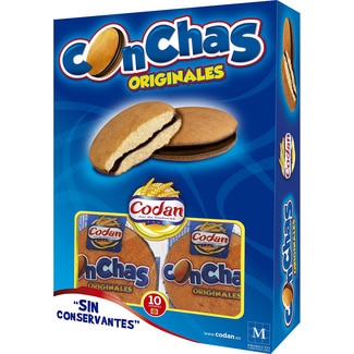 bizcochos rellenos de chocolate Conchas Originales estuche 550 g 10 unidades envueltas individualmente - Codan