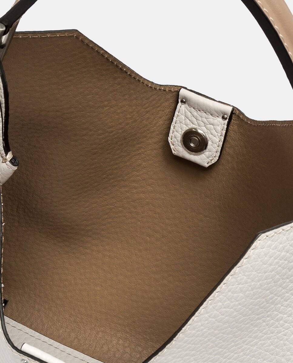 Mala Hobo com Alça Adicional e em Pele Branco-4