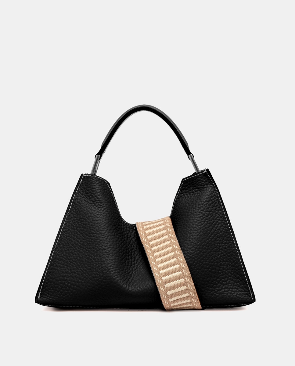 Imagem 0 de Mala Hobo Média Aurora com Compartimento Amovível e em Pele Texturada