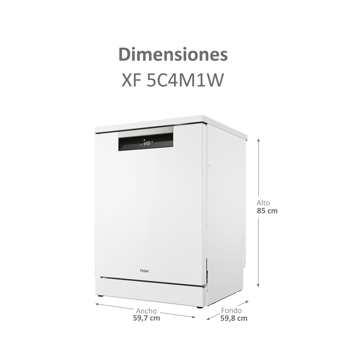 Lavavajillas Haier 15 servicios, 60 cm, 3º bandeja, con WIFI I-PRO SHINE - XF 5C4M1W Blanco-2