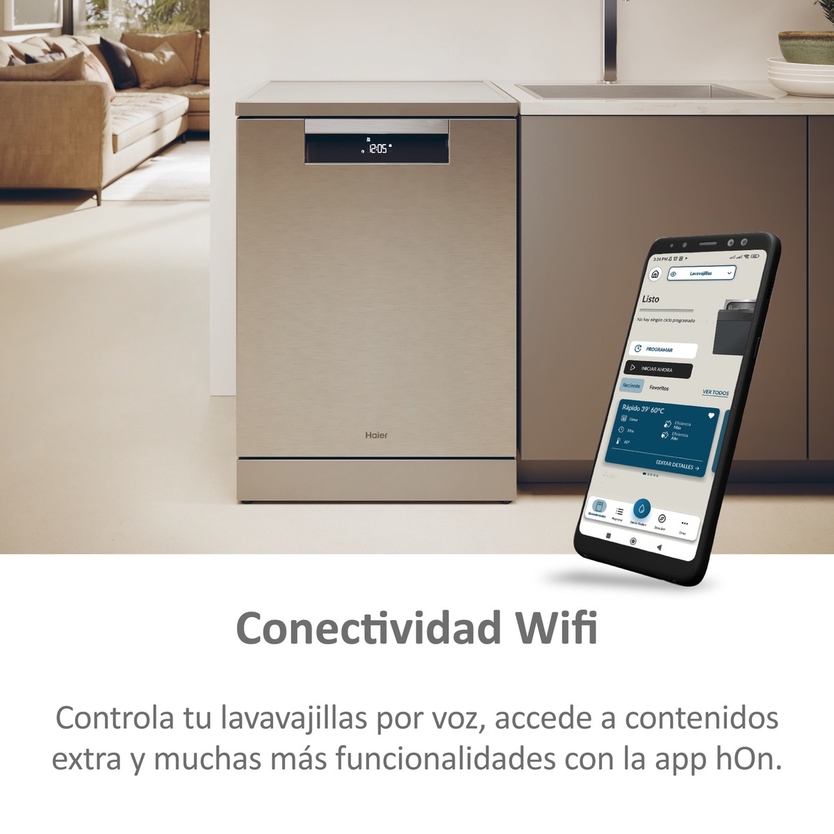 Lavavajillas Haier 16 servicios, 60 cm con WIFI I-PRO SHINE - XF 6B2M3PX Inox-6