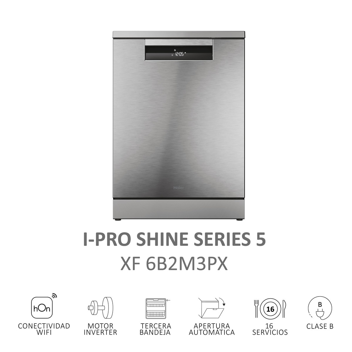 Lavavajillas Haier 16 servicios, 60 cm con WIFI I-PRO SHINE - XF 6B2M3PX Inox-5