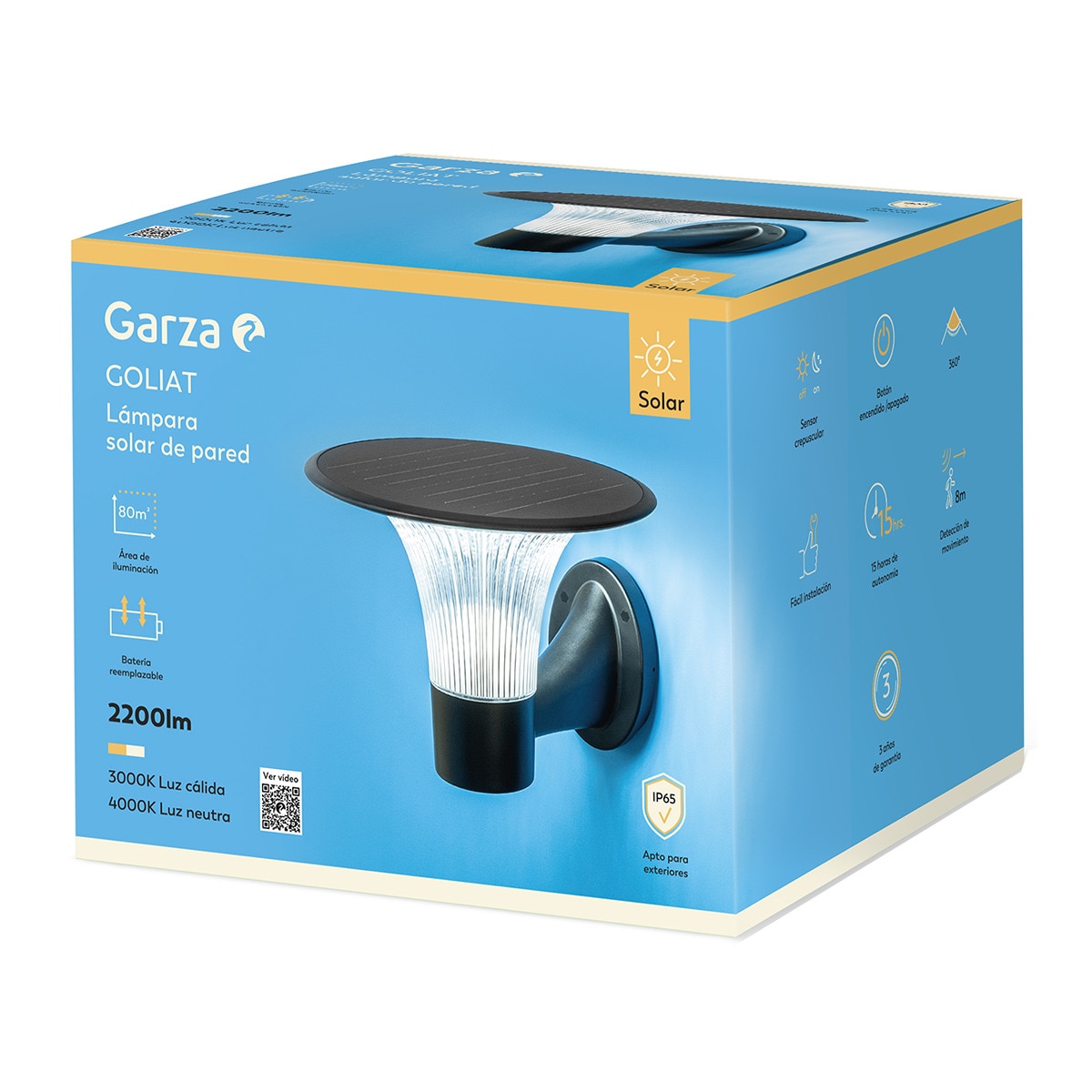 Aplique Solar LED Pared Goliat CCT 3000K-4000K 2.200 lm Negro-3