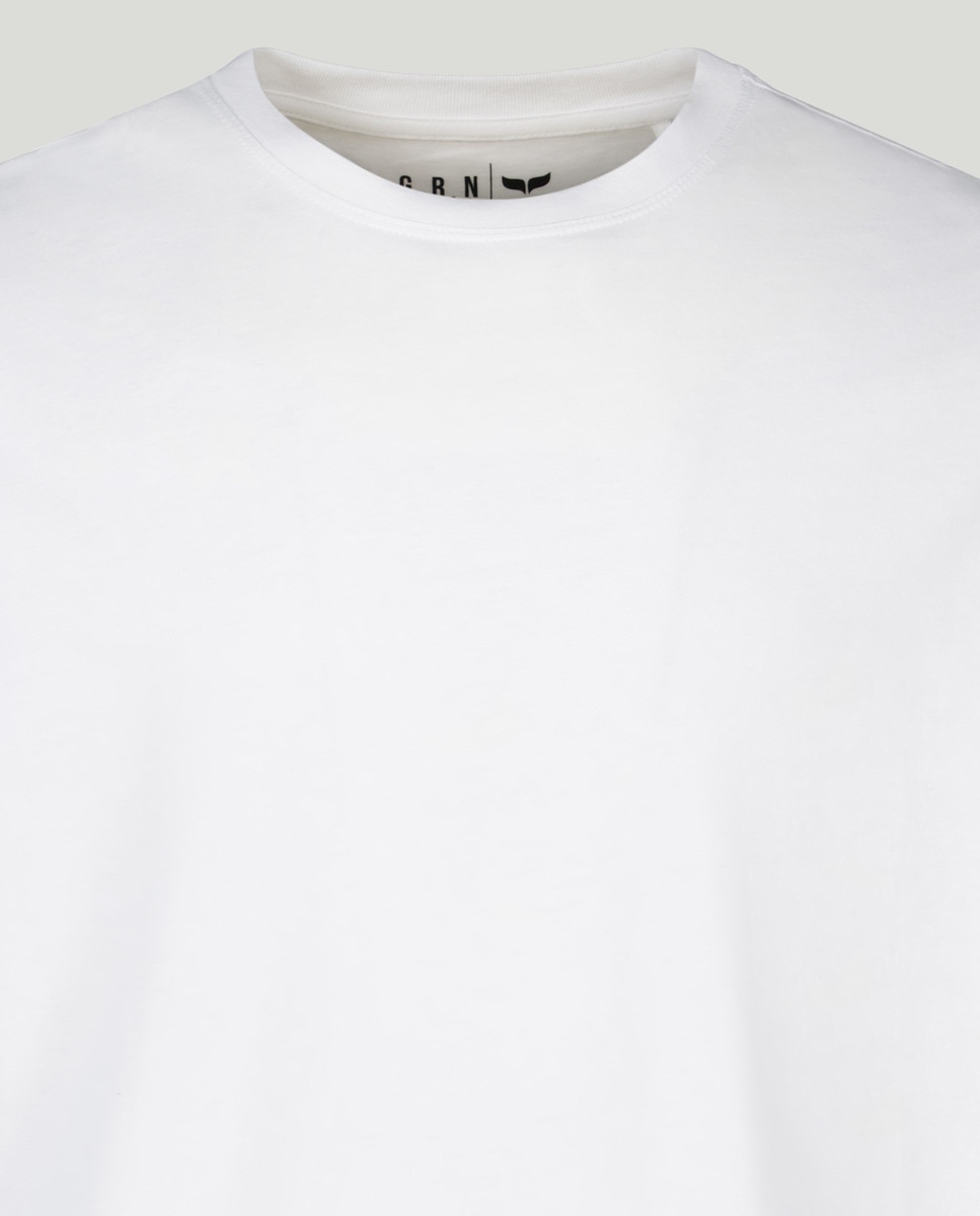 Camisola de algodão BCI branca com manga comprida Branco-5