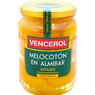 Metades de Pêssego em Calda frasco 400 g - Vencerol
