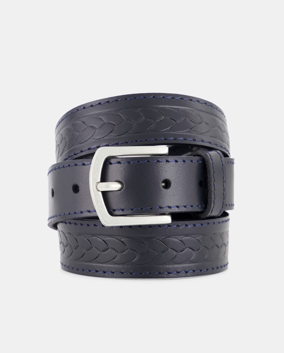 Imagem 0 de Cinto com Efeito de Trança e 100% Pele