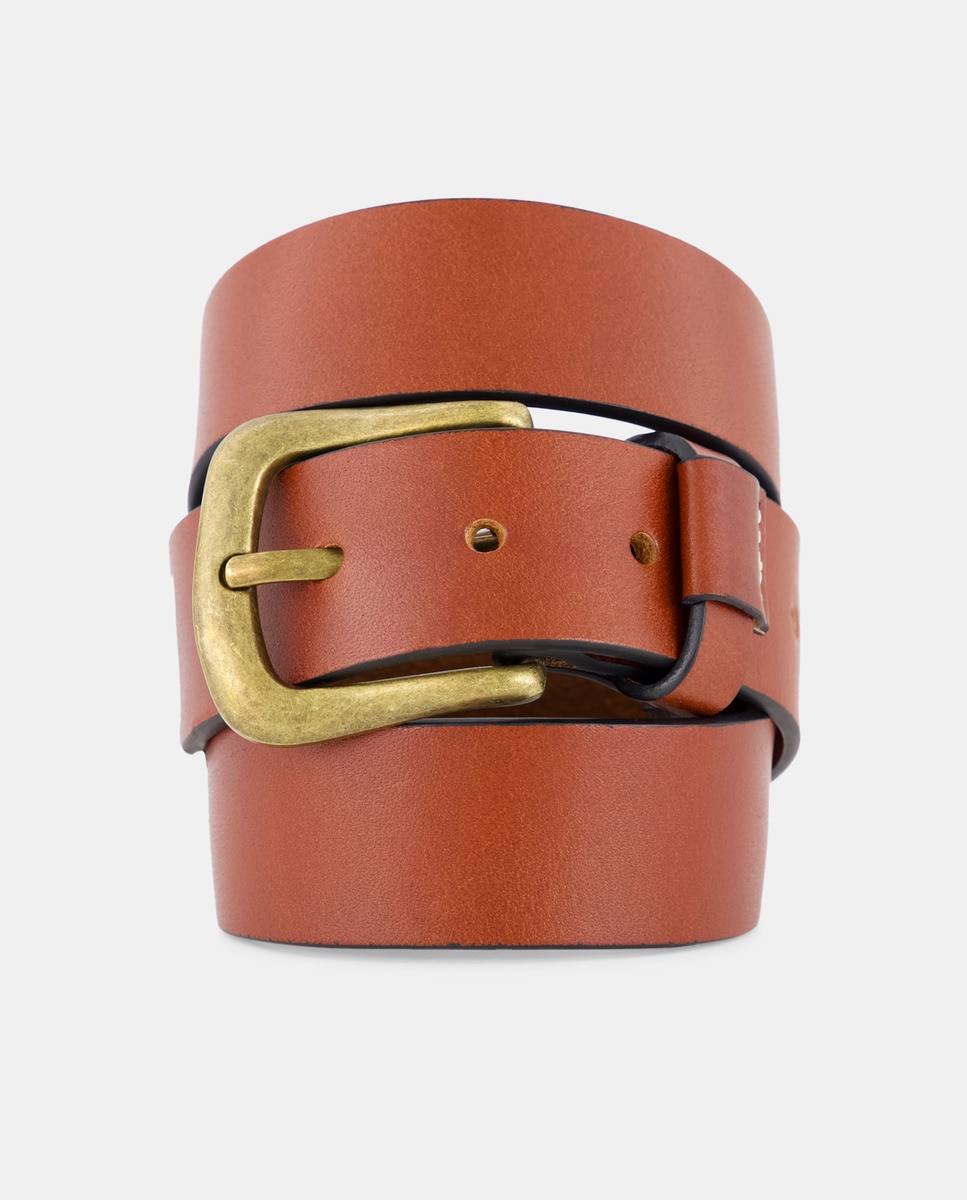 Cinto Básico de Couro 100% Pele Castanho-1