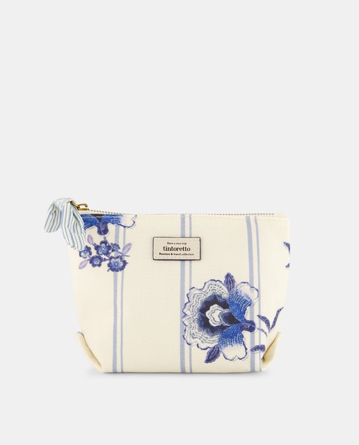 Imagen 0 de Neceser mediano bicolor con estampado de rayas