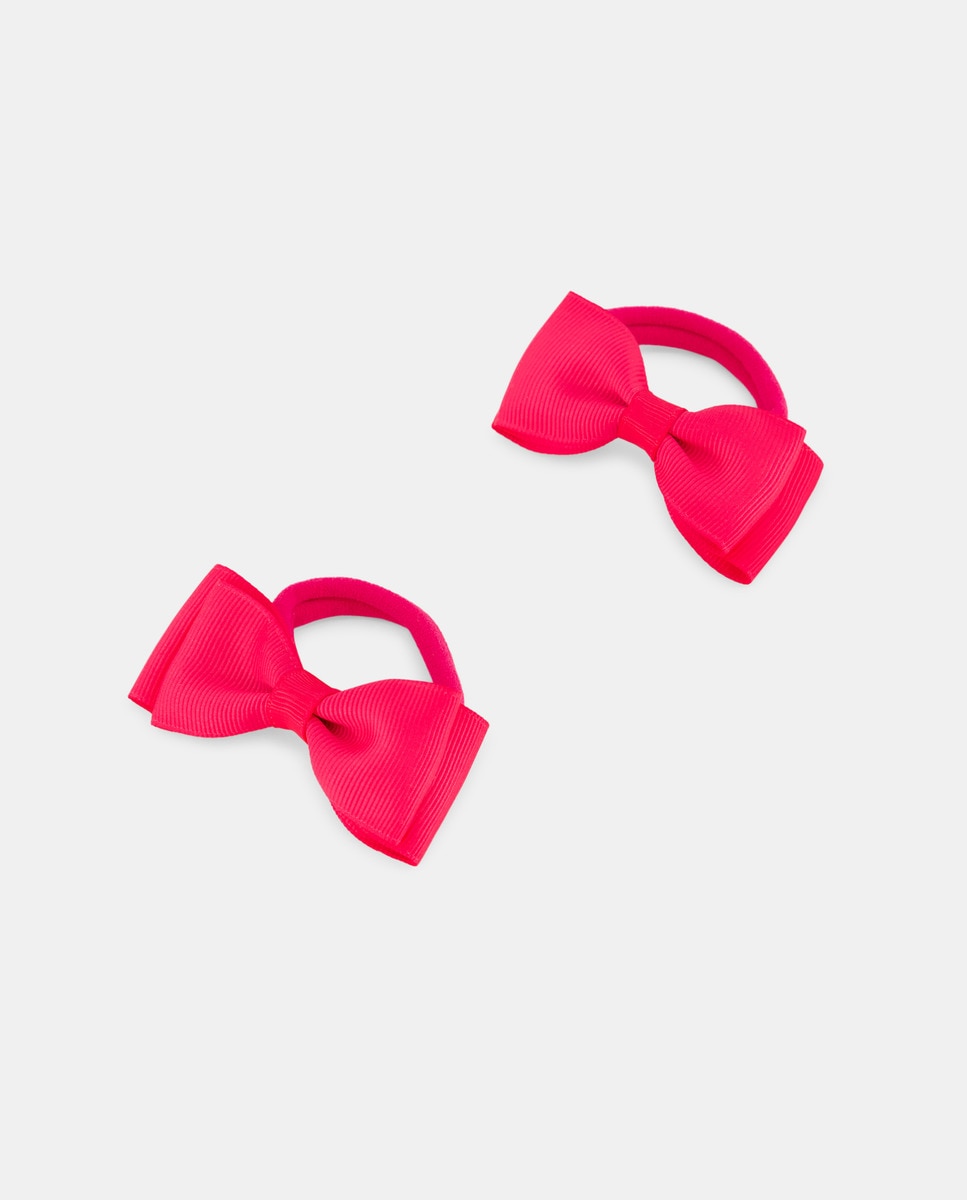 Pack de Dois Elásticos com Laço de Grosgrain Fúcsia-1