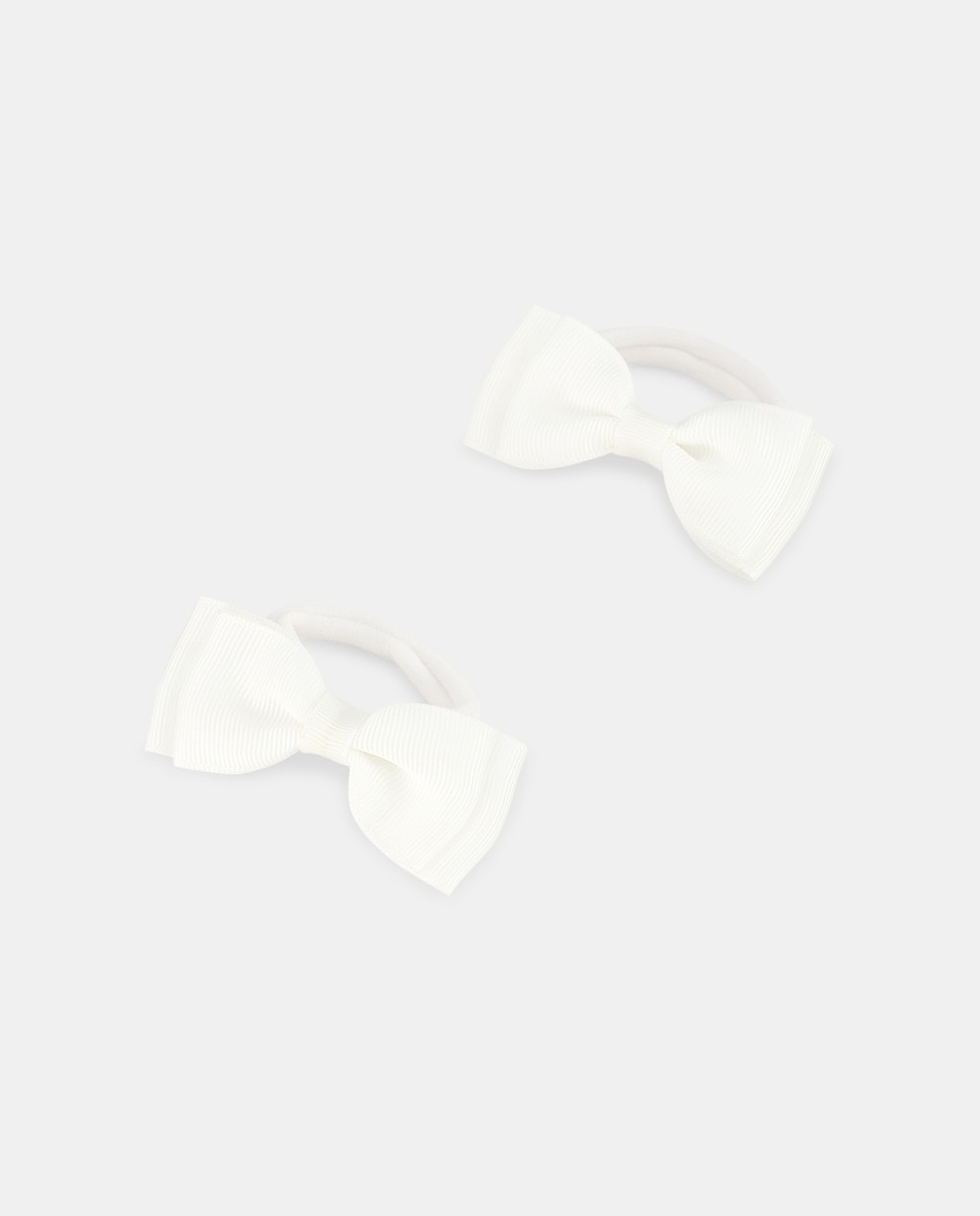 Pack de Dois Elásticos com Laço de Grosgrain Branco-1