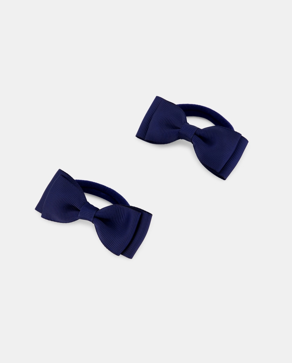 Pack de Dois Elásticos com Laço de Grosgrain Azul-marinho-1