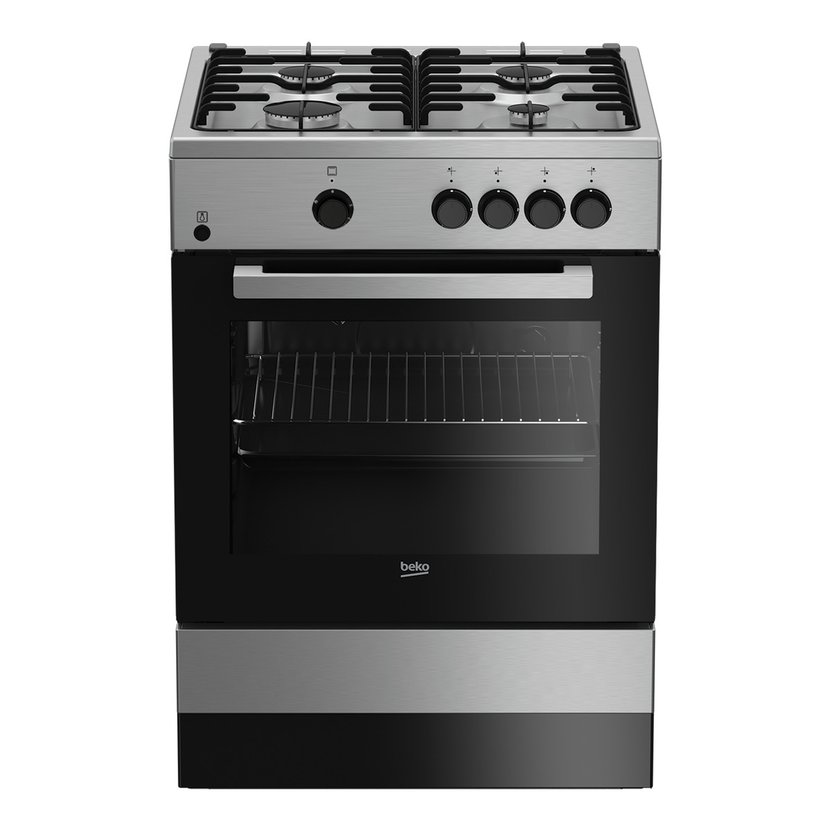 Cocina compacta Beko con 4 quemadores y horno - FSG62000DXL Inox-1
