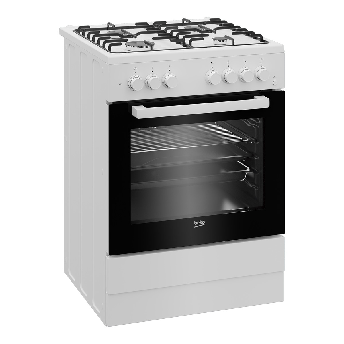 Cocina compacta Beko con 4 quemadores y horno - FSE62110DW Blanco-2