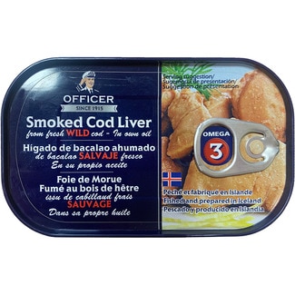 hígado de bacalao ahumado en su aceite lata 120 g neto escurrido - Officer