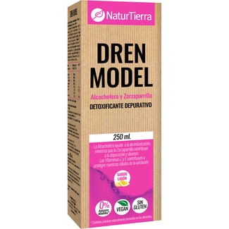 Dren Model jarabe detoxificante depurativo con alcachofera y zarzaparrilla sabor limón envase 250 ml sin gluten y 0% azúcares añadidos - Naturtierra