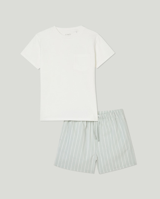 Imagen 0 de Pijama  de niñocombi bolsillo rayas verdes