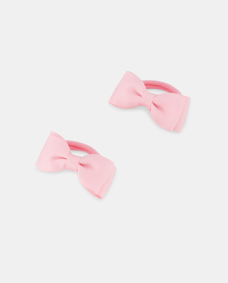 Pack de Dois Elásticos com Laço de Grosgrain Rosa-1