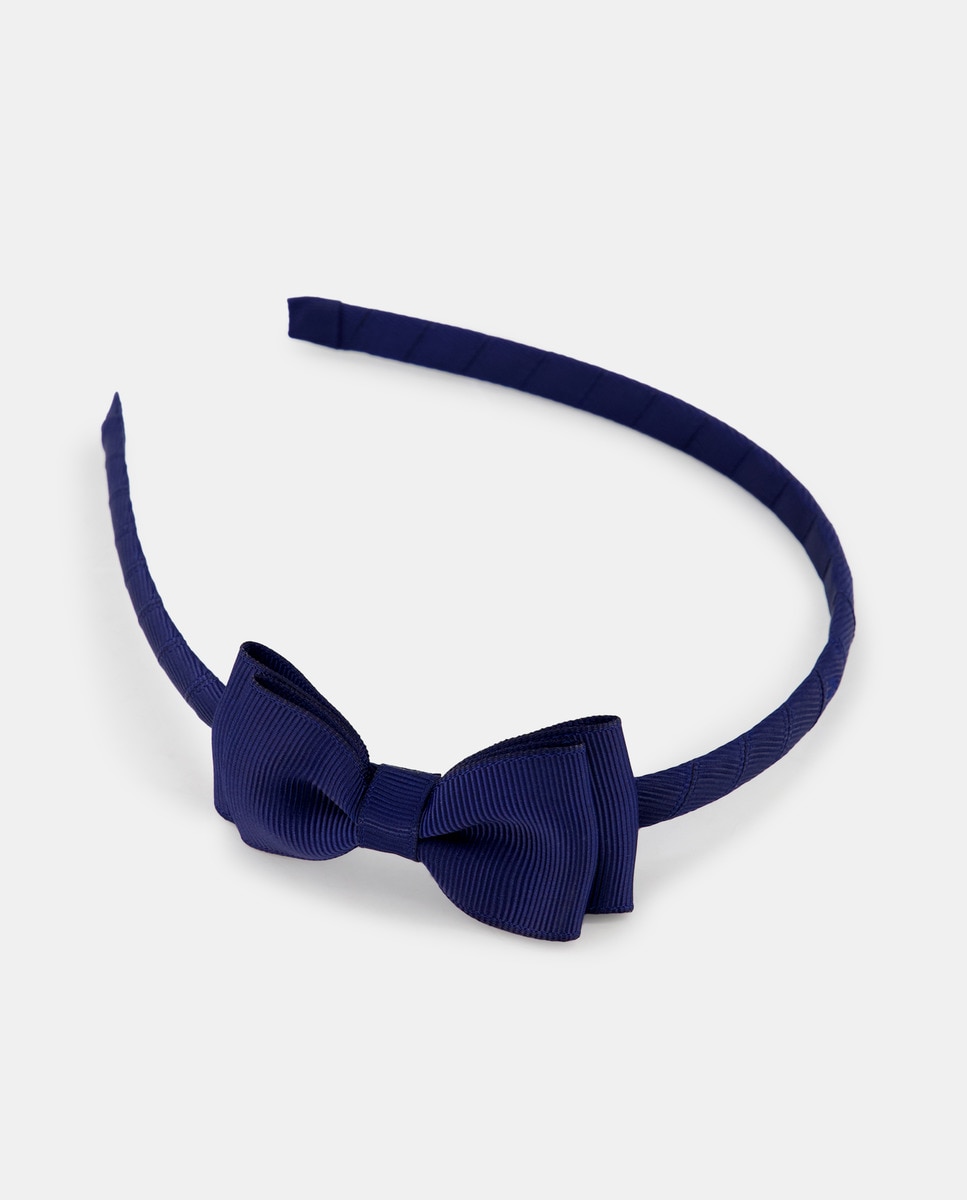 Bandolete com Laço Duplo de Grosgrain Azul-marinho-1