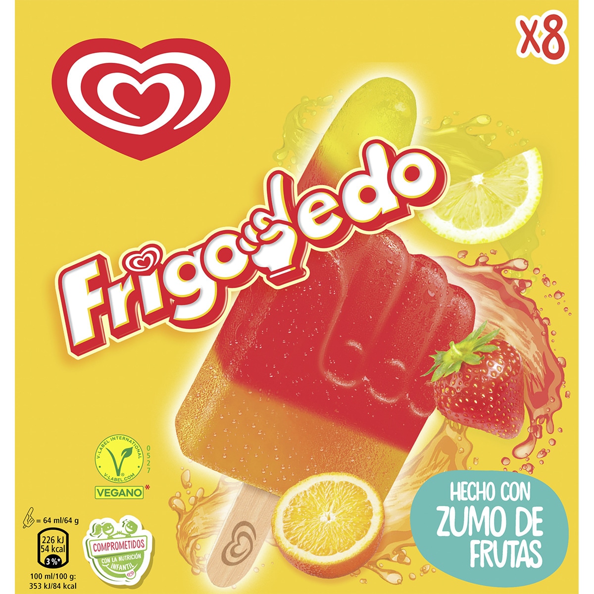 Frigodedo helado con zumo de frutas 8 unidades estuche 512 ml