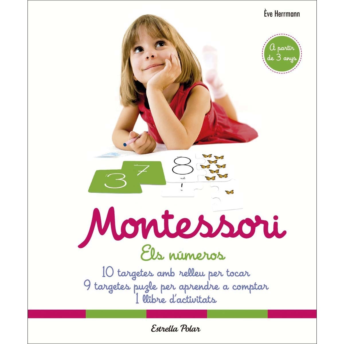 Montessori. Els números: 10 targetes amb relleu per tocar. 9 targetes puzle per aprendre a comptar. 1 llibre d'activitats(Tapa dura) 1