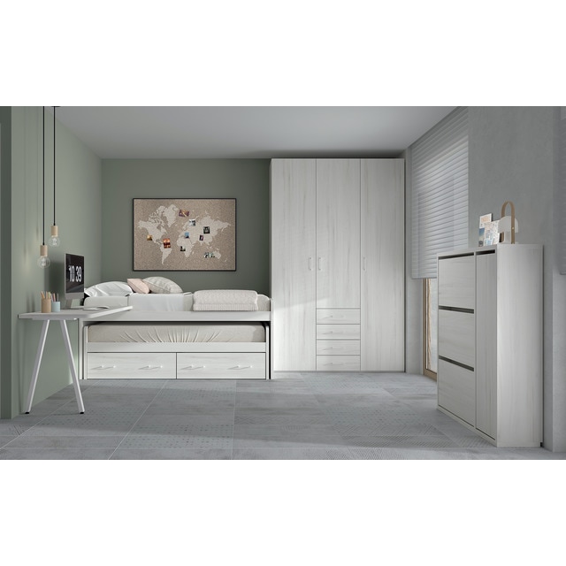 Imagem 0 de Quarto Juvenil Cama com Gavetão e Gavetas Noel - Pedra-Giz