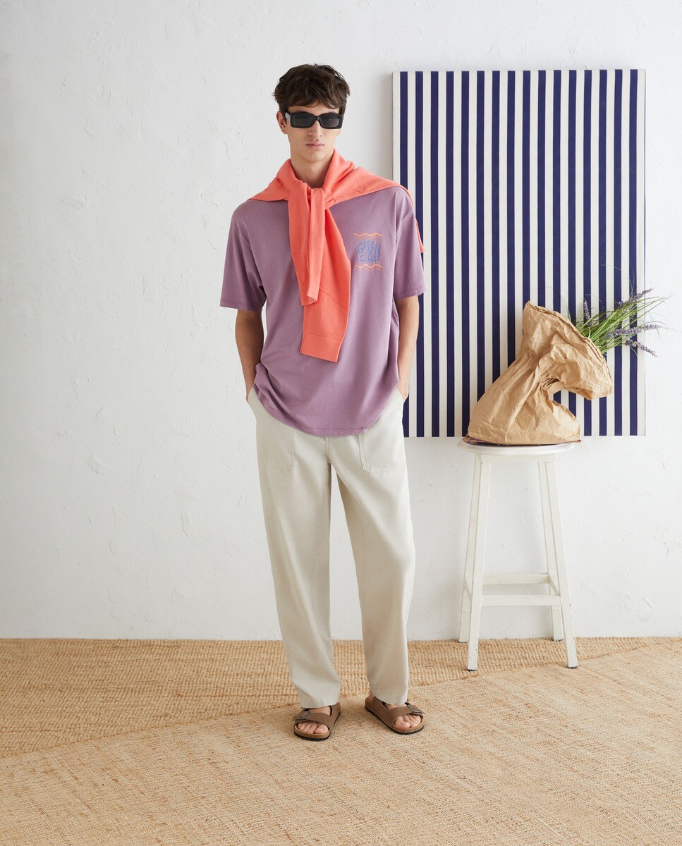 Camseta manga corta overdye print posicional de hombre · Green Coast