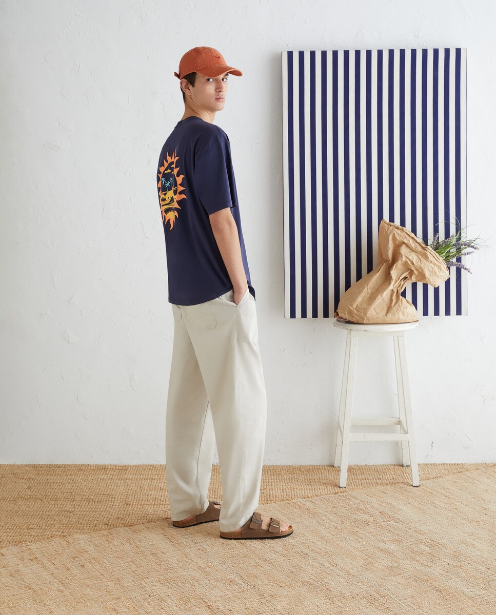 Camseta manga corta overdye print posicional de hombre · Green Coast