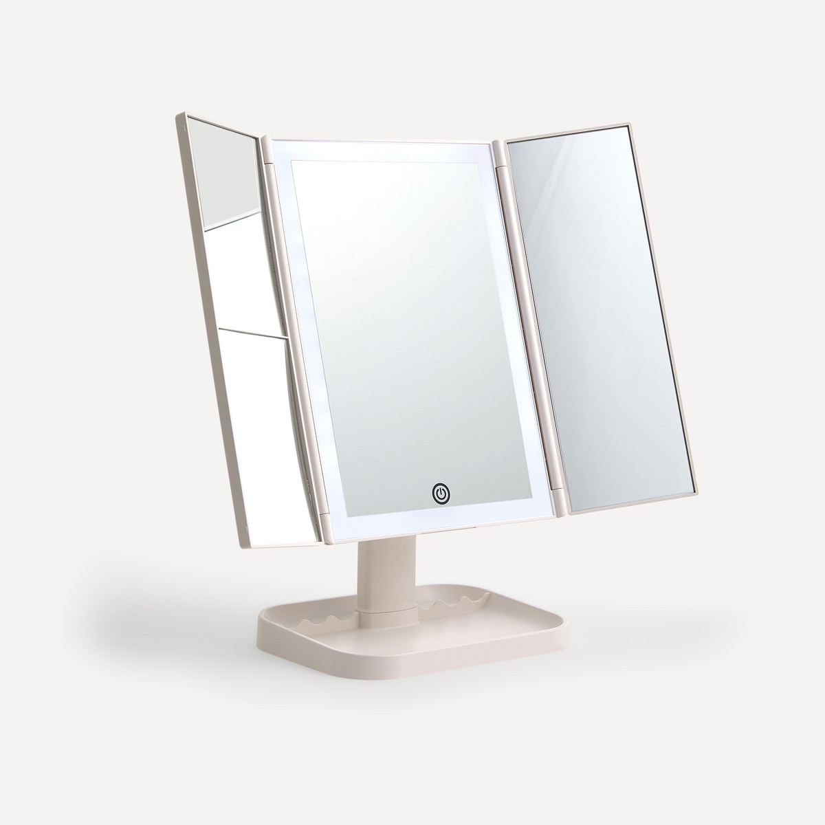 Espelho Cosmético de Mesa com Luz e Aumento X3 Hollywood Branco-3