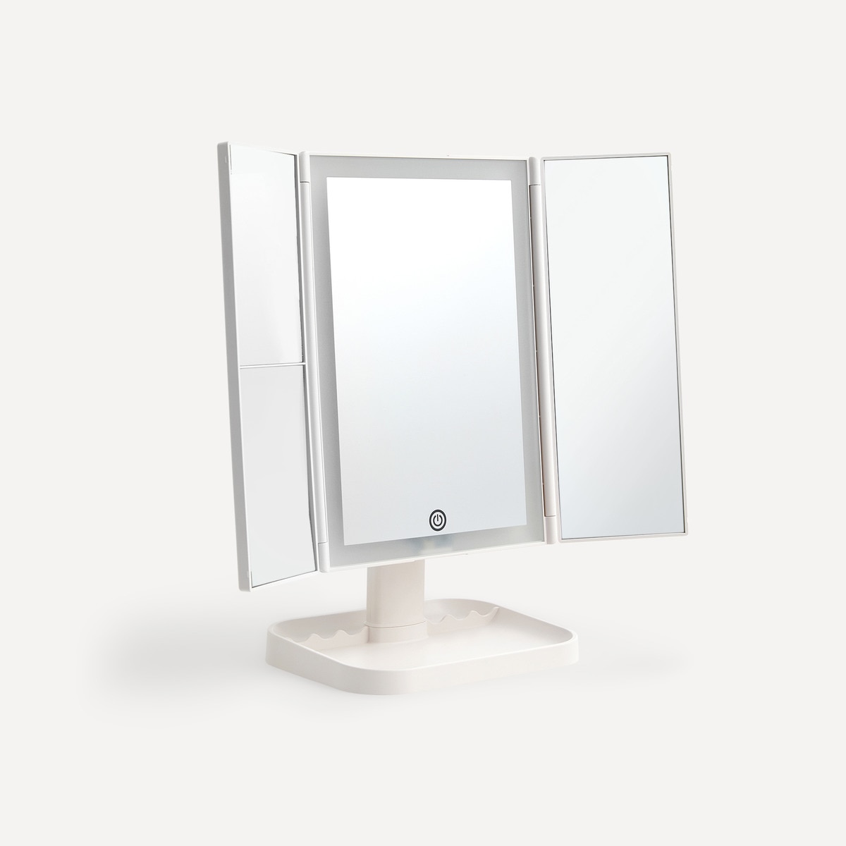 Espelho Cosmético de Mesa com Luz e Aumento X3 Hollywood Branco-1