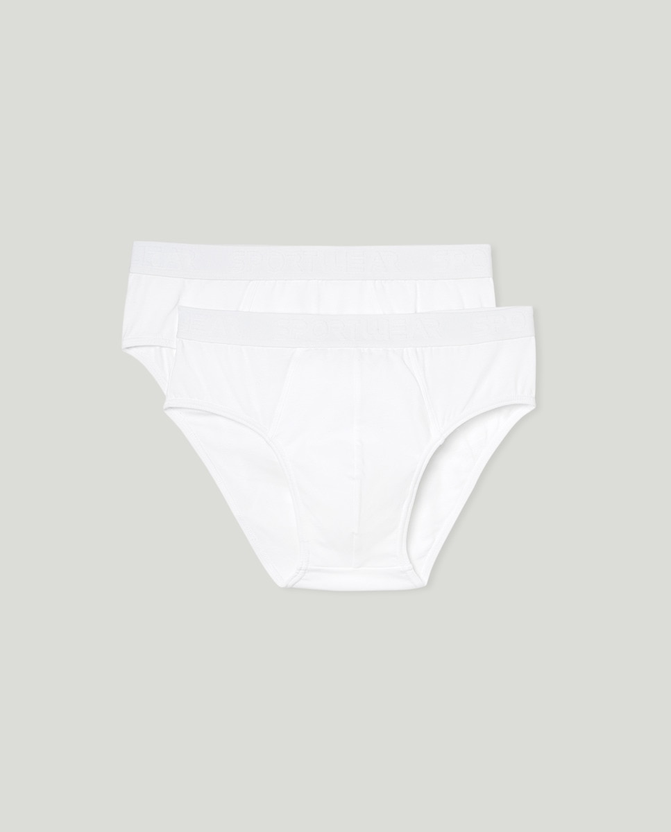 Pack 2 slips liso goma vista de hombre Blanco-5
