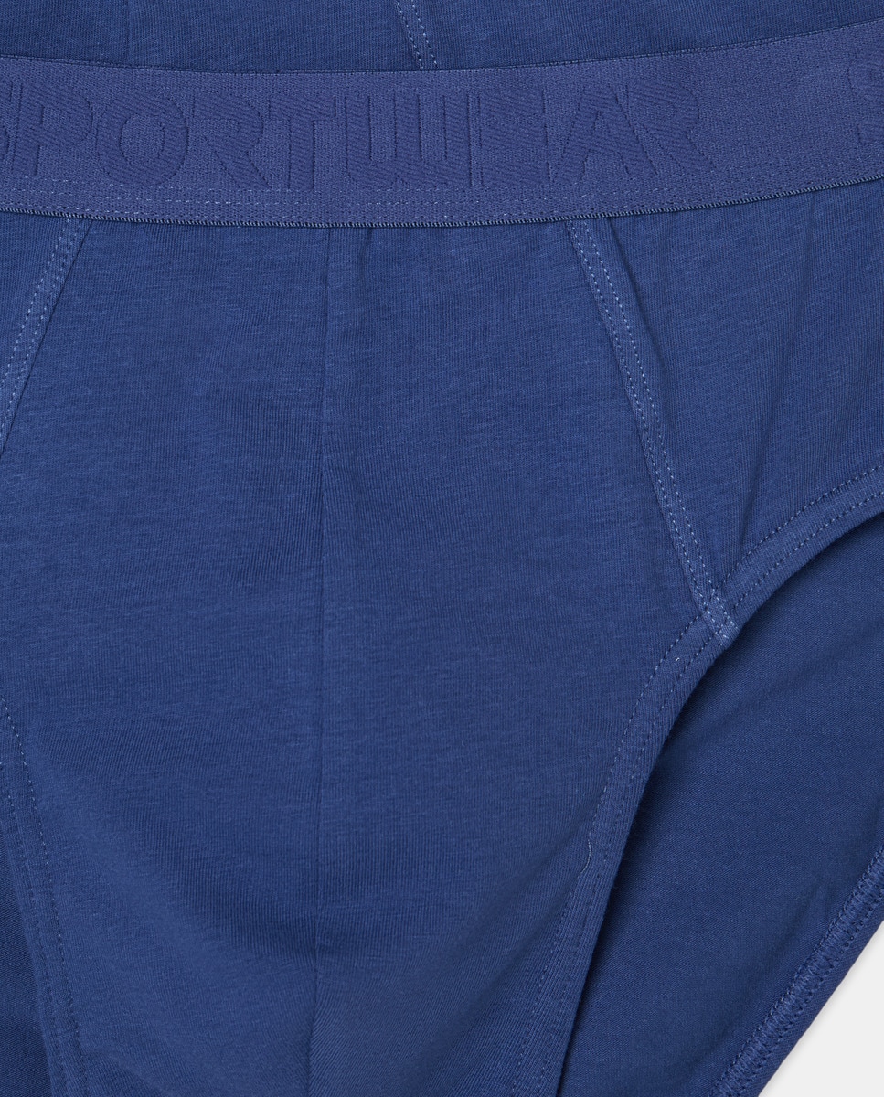 Pack 2 slips liso goma vista de hombre Azul-6