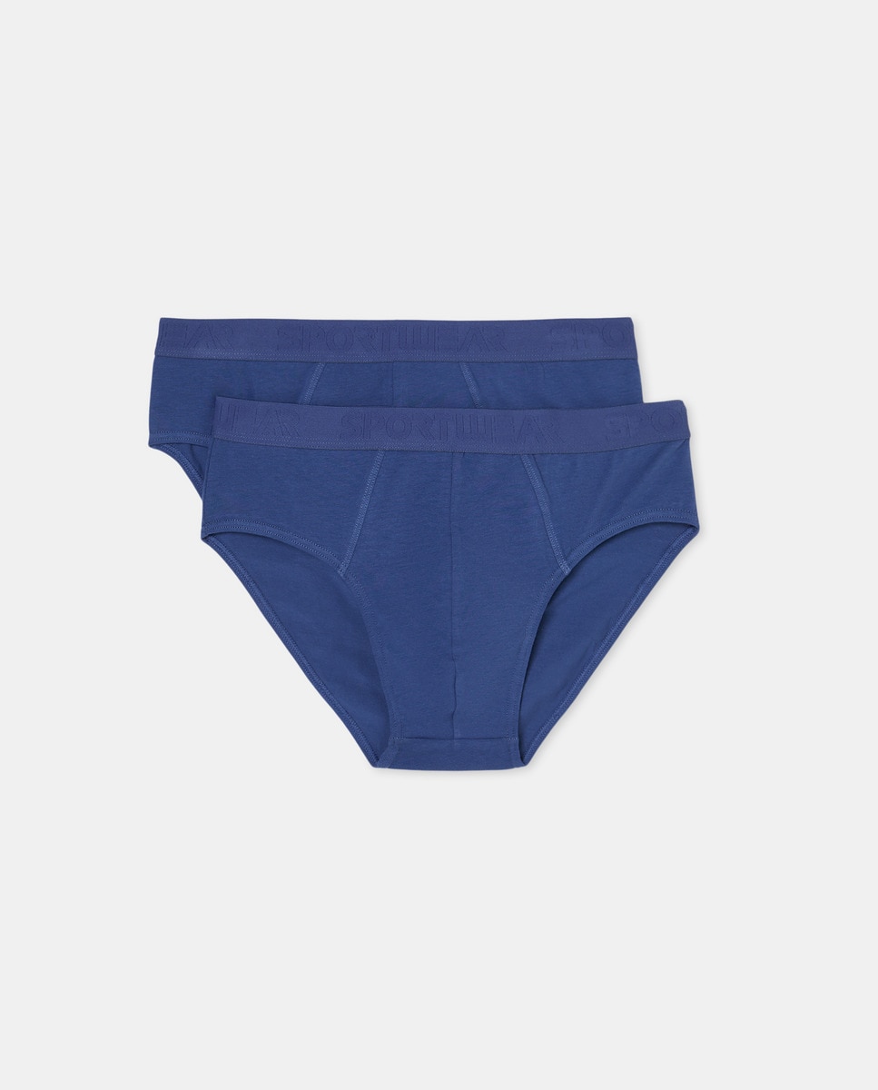 Pack 2 slips liso goma vista de hombre Azul-5